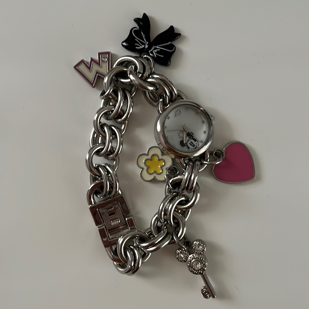 Non functional Minnie Mouse watch with charms
